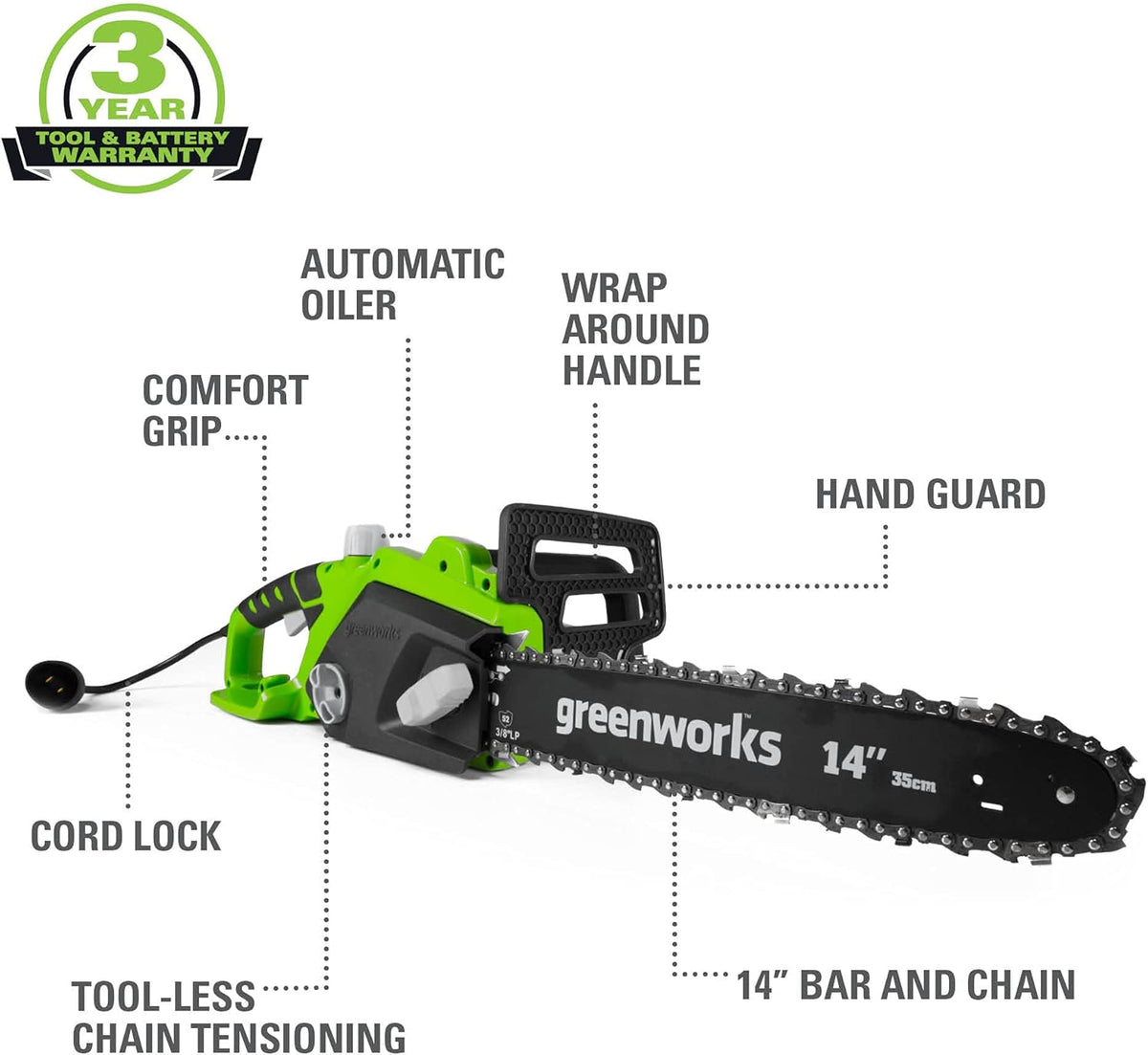 10.5 Amp 14-Inch Corded Chainsaw Y498600
