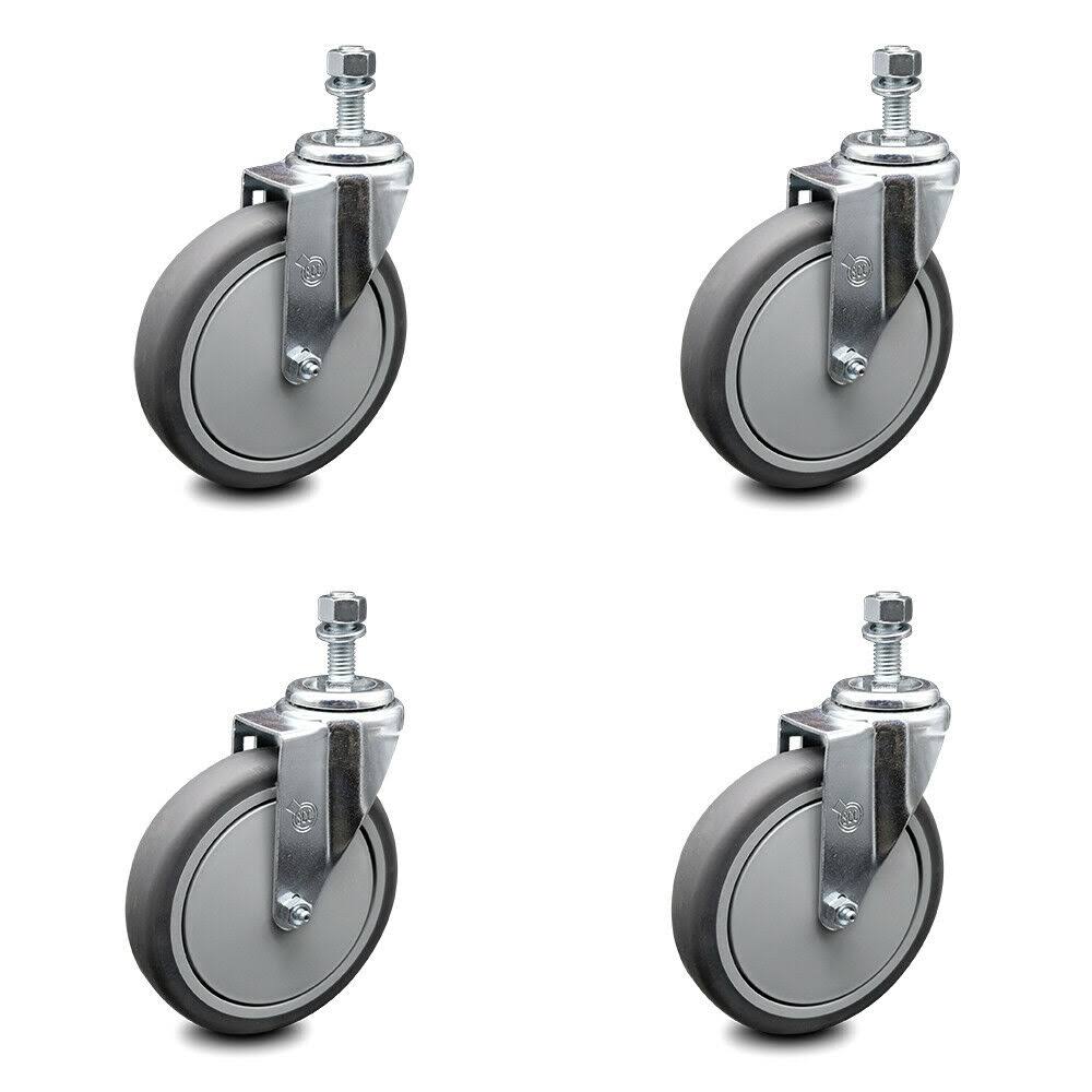6 inch Thermoplastic Rubber Wheel Swivel Threaded Stem Caster Set E509818