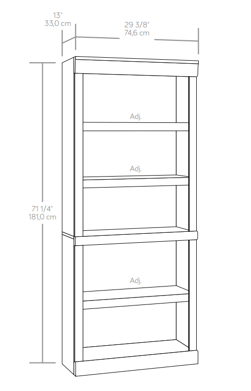Rustic Gray 5 Shelf Bookcase U585303