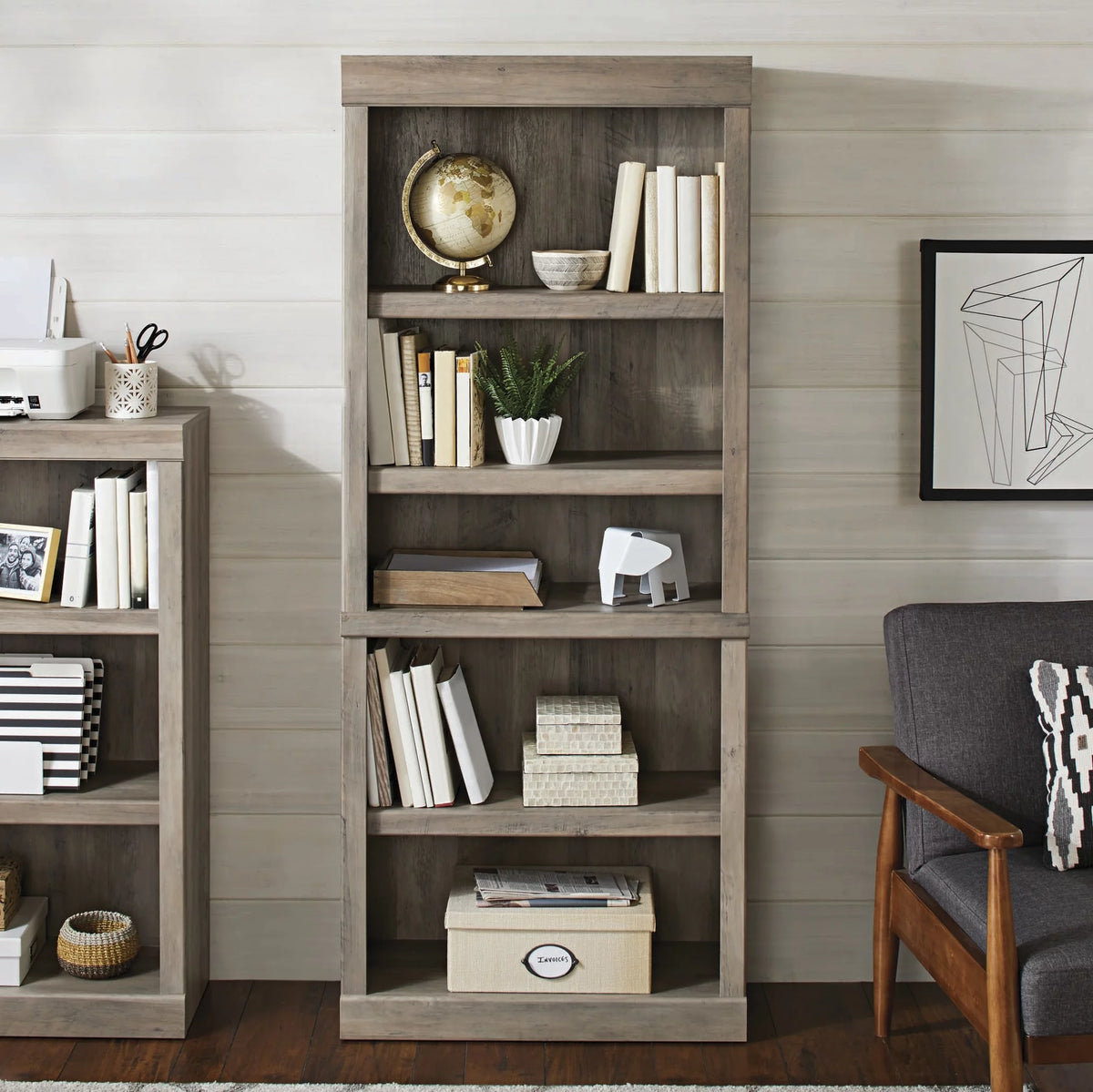 Rustic Gray 5 Shelf Bookcase U585303