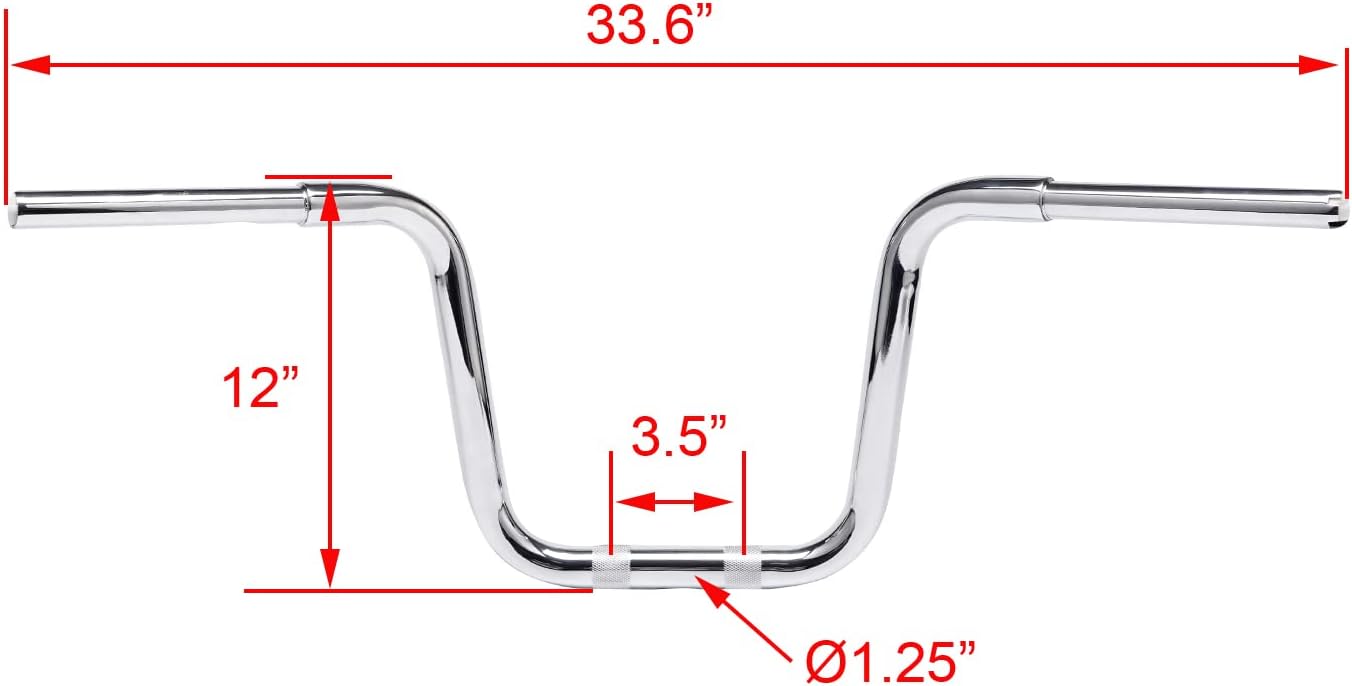12'' Rise 1-1/4'' Ape Hanger HandleBars Chrome K36203